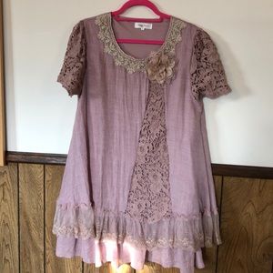 Simply Couture Linen and lace dress/tunic